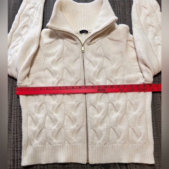Talbots Cream Cowl Neck Cardigan Zip Up Sweater - Picture 9 of 13